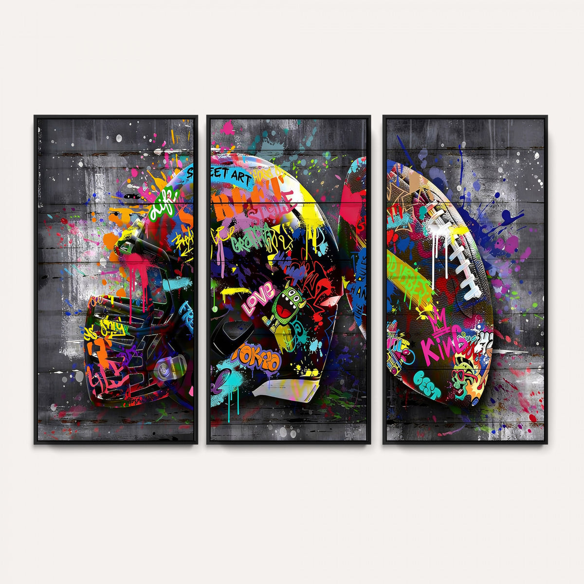 80540773-MGV-CV-36X24 - Graffiti American Football Helmet Street Art Wall Art Canvas Print