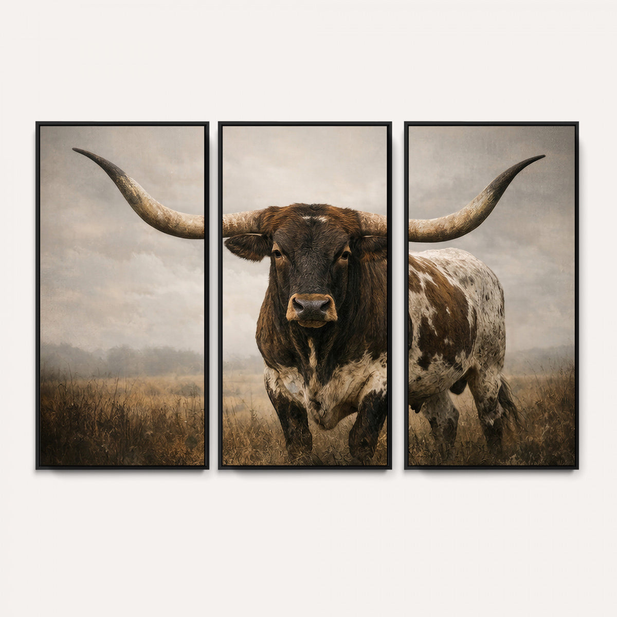 17622011L-_Poster-30x20 - Longhorn Bull Wall Art Canvas Print, Western Farmhouse Decor