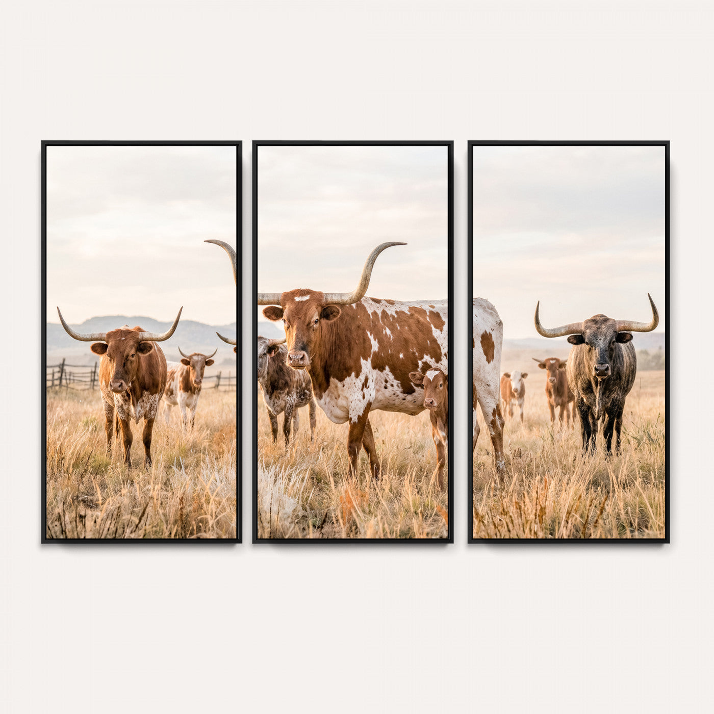62336425AC-MGV-CV-36X24 - Texas Longhorn Canvas Wall Art, Rustic Farm Animal Photography Print, Farmhouse Country Decor, Western Ranch Art