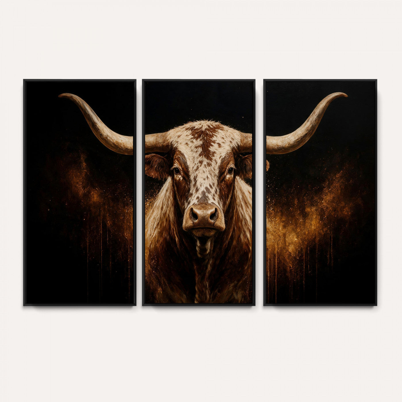62076449-MGV-CV-36X24 - Texas Bull Cow Longhorn Canvas Wall Art Moody Western Bull Oil Painting Print