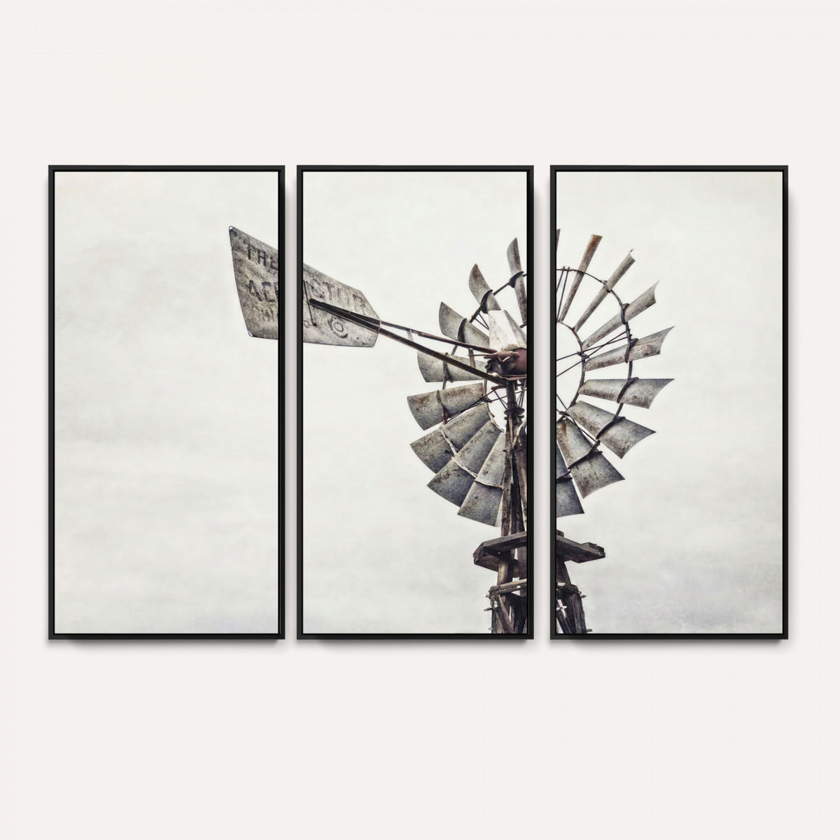 63200638-MGV-TP-24X36 - Vintage Rustic Farmhouse Windmill Canvas Wall Art - Western Country Landscape Print