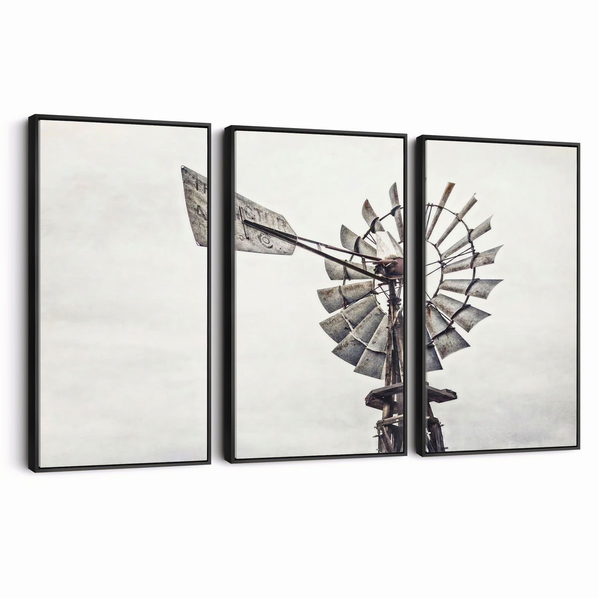 63200638-MGV-TP-30X20 - Vintage Rustic Farmhouse Windmill Canvas Wall Art - Western Country Landscape Print