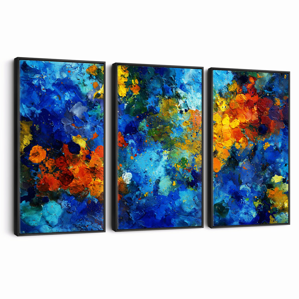 52431611-MGV-CV-36X24 - Vibrant Blue Abstract Canvas Wall Art Colorful Painterly Oil Painting Style Print