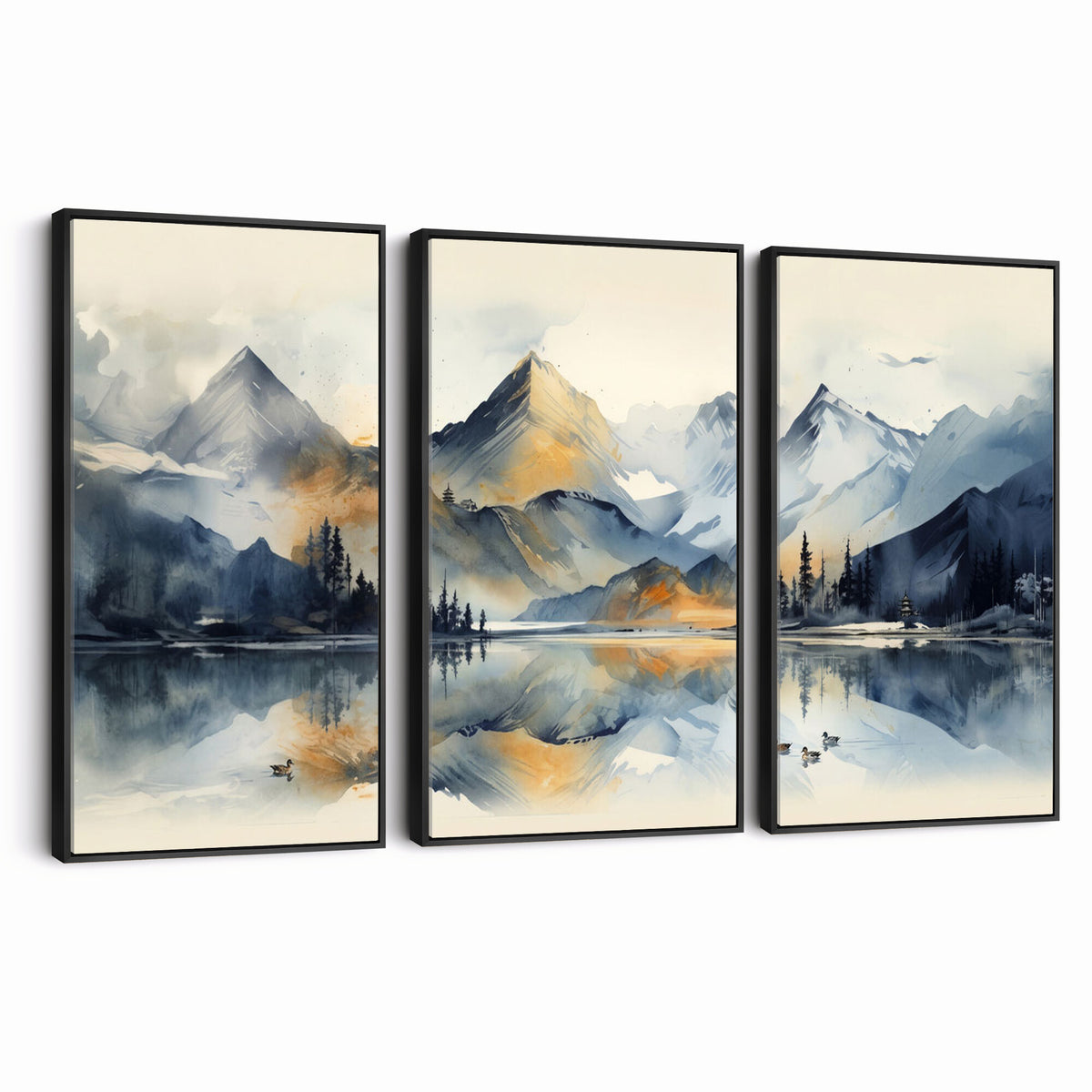 10196184T-MGV-CV-36X24 - Lake Abstract Mountain Wall Art Canvas Print