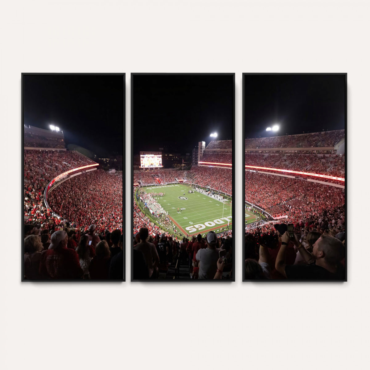 50587166-_Poster-30x20 - Sanford Stadium Georgia Bulldogs Canvas Print 3 Piece Framed Wall Art Extra Large Floating Frame Sports Poster Made in USA