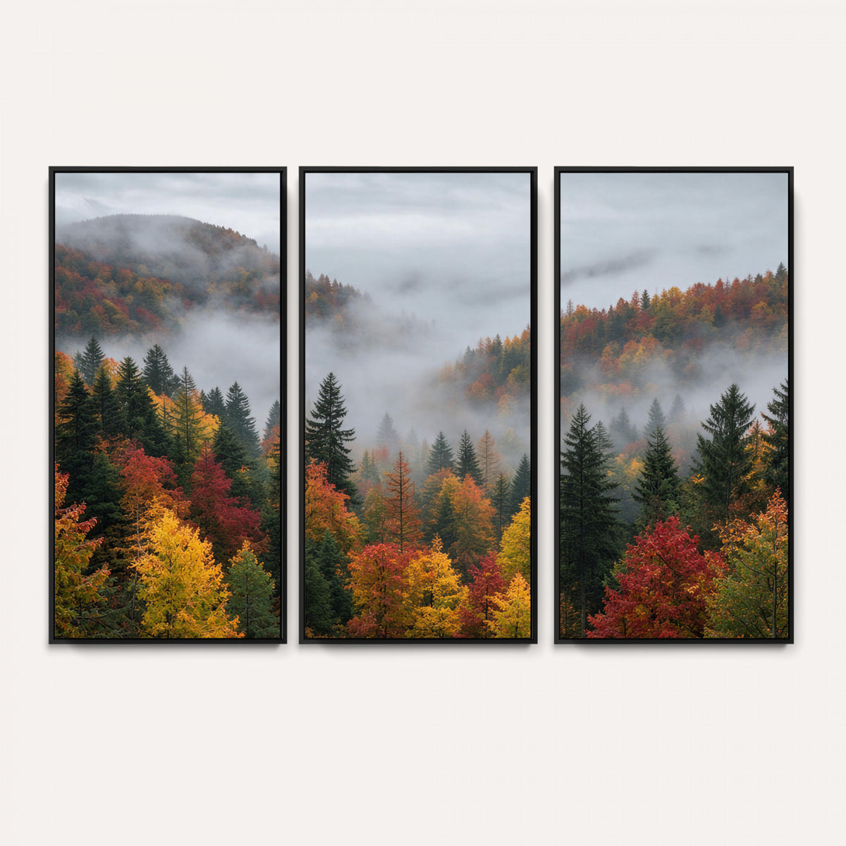 47877083-_Poster-30x20 - Fall Forest Misty Mountain Canvas Print Smoky Mountain Landscape Wall Art Autumn Trees Nature Poster Printing