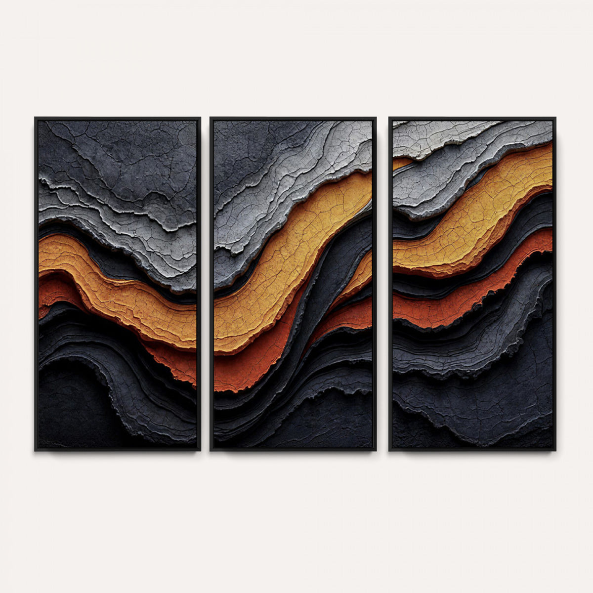 59852489-MGV-CV-36X24 - Abstract Waves Canvas Wall Art - Modern Terracotta and Charcoal Gray Print