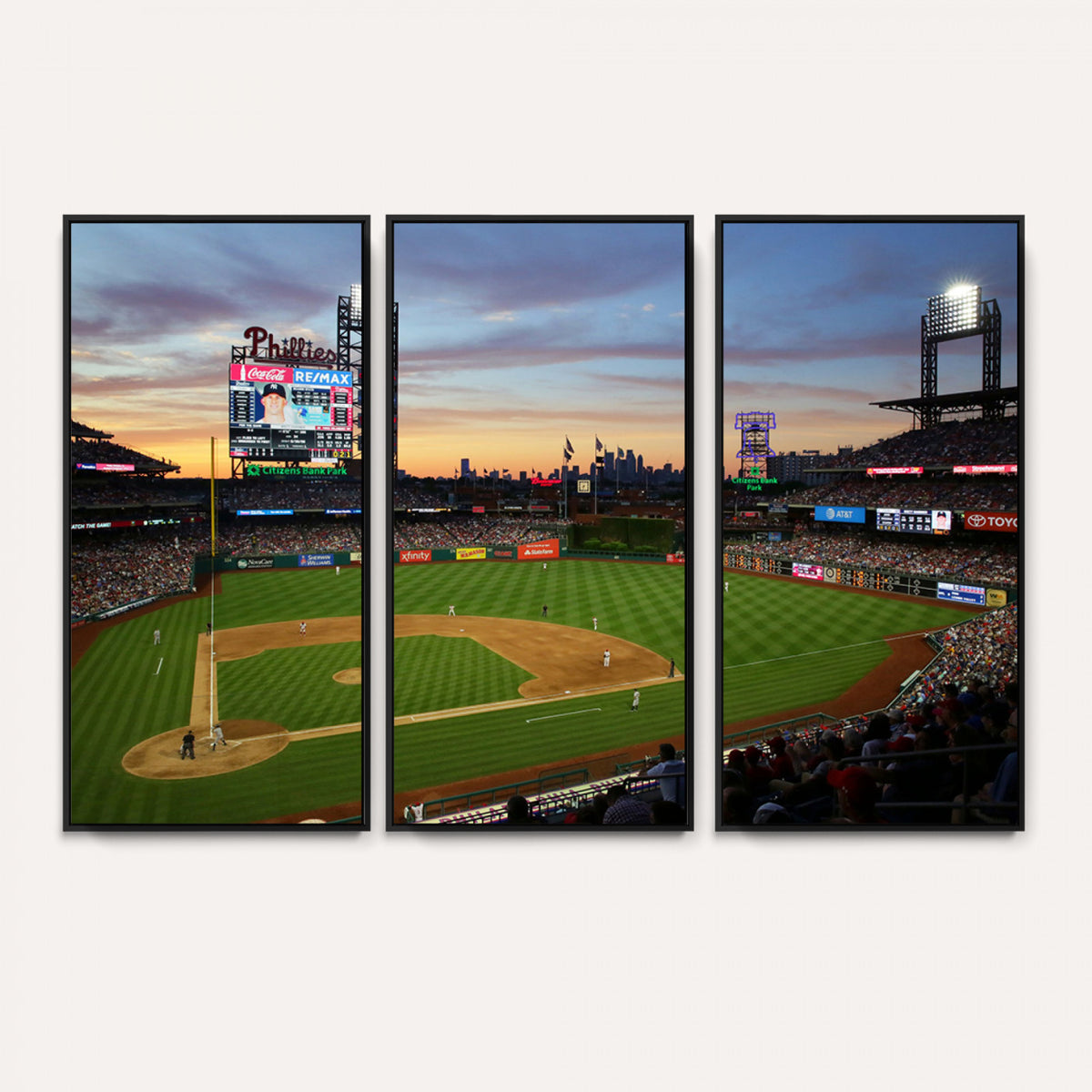 13778-MGV-CV-36X24 - Citizens Bank Park Philadelphia Phillies Wall Art Canvas | 3-Panel Canvas Print of Phillies Stadium