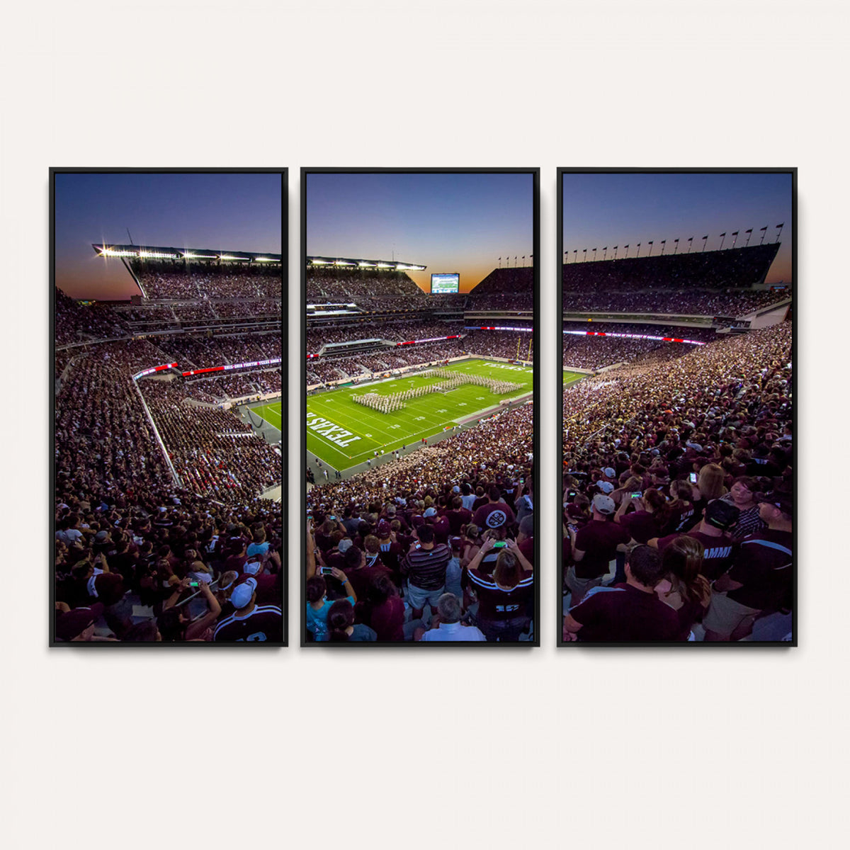 25148-MGV-CV-36X24 - Texas A&M University Aggies Football Team Print, College Station Kyle Field, Framed and Ready to Hang