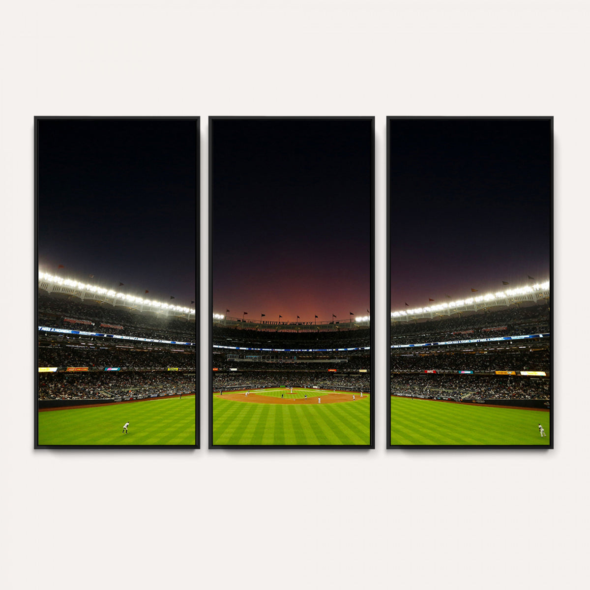 59138-MGV-CV-36X24 - Yankee Stadium Night Game Triple Canvas, New York Yankees Stadium Wall Art