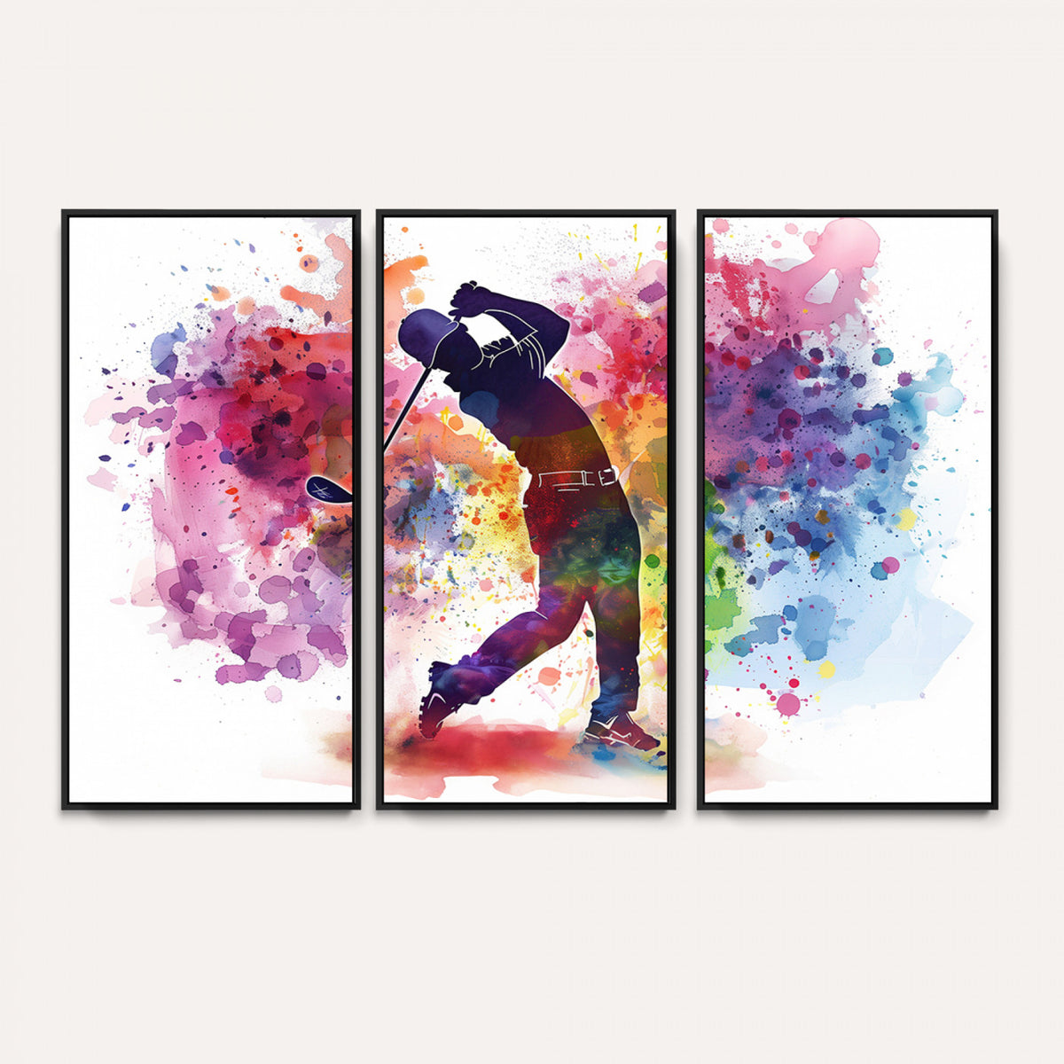 66537-MGV-CV-36X24 - Colorful Golfer Swing Wall Art Canvas Print, Ready to Hang