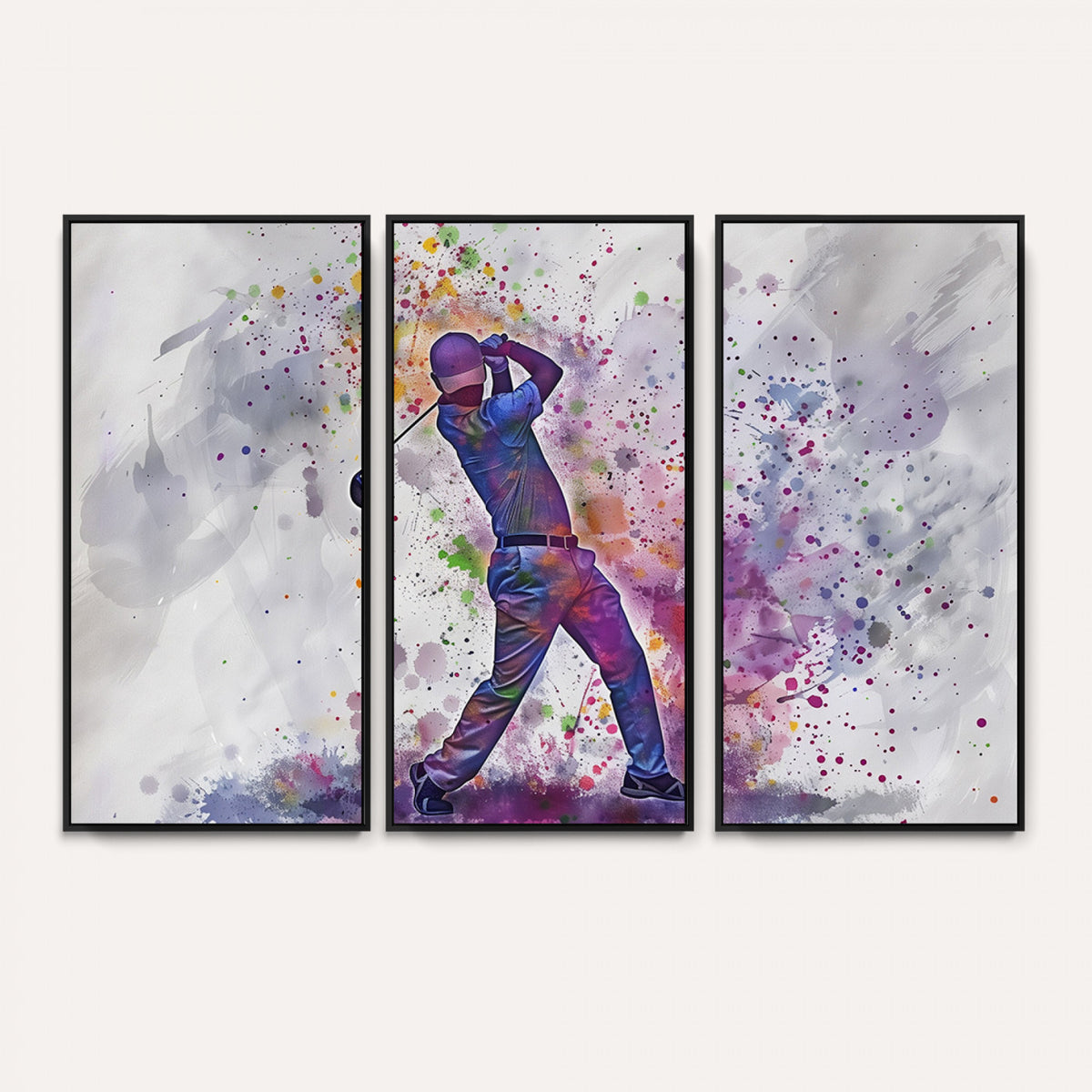 60116-MGV-CV-36X24 - Watercolor Golf Swing Wall Art Canvas Print, Vibrant, Framed and Ready to Hang