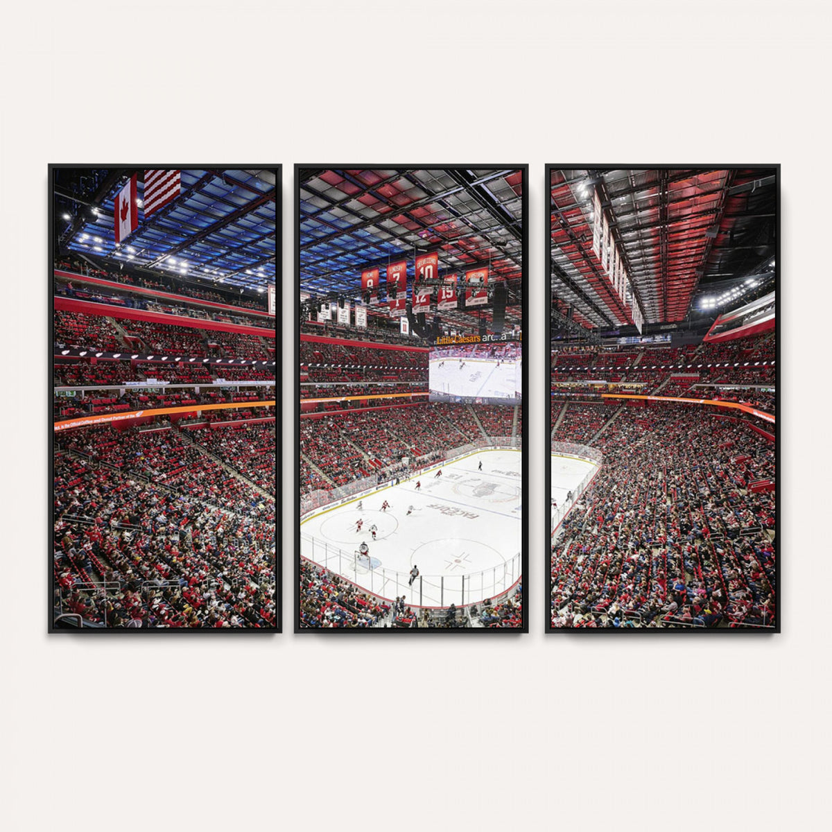 62263-MGV-CV-36X24 - Barton Malow Little Caesars Arena Detroit Wall Art Canvas Print - Detroit Hockey and Basketball