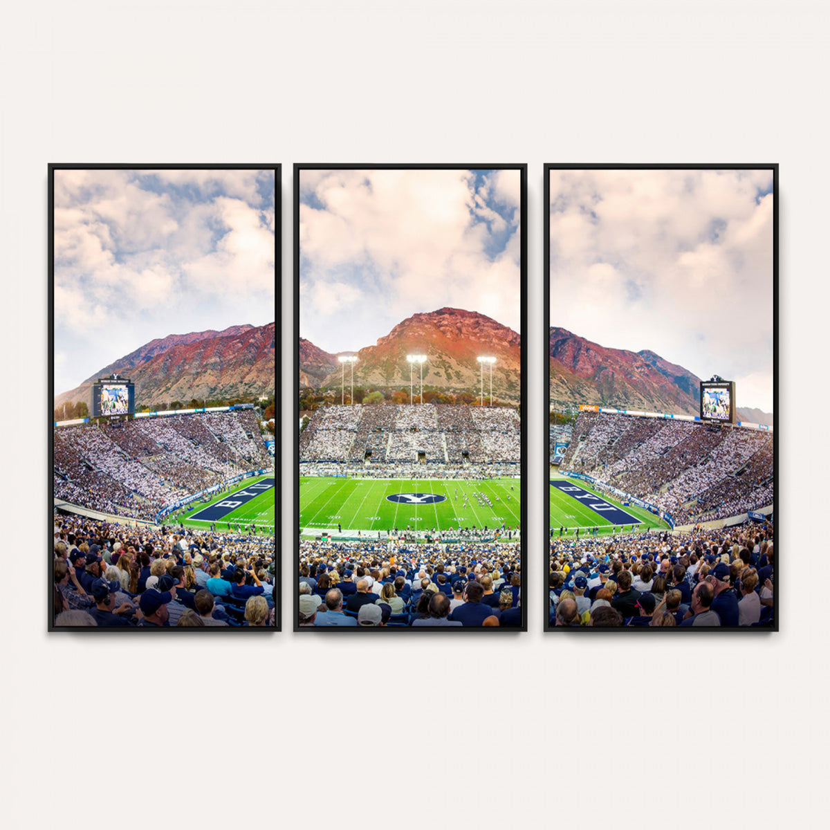 85734-MGV-CV-36X24 - Brigham Young University Cougars Football Team Print - Provo LaVell Edwards Stadium Wall Art Canvas