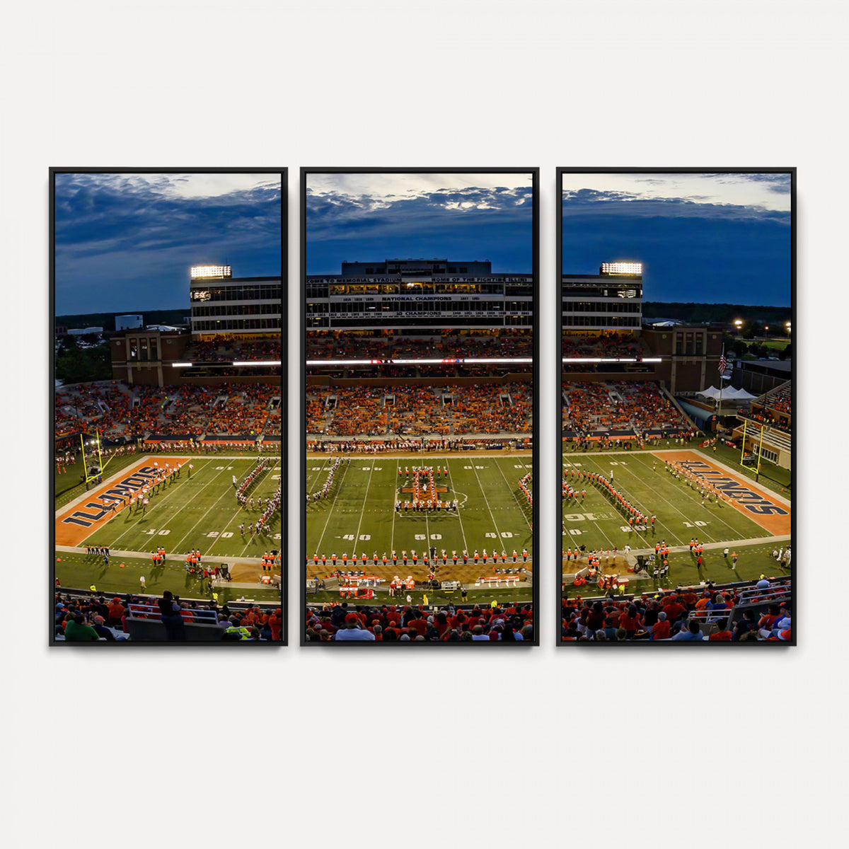 44513-MGV-CV-36X24 - University of Illinois Fighting Illini Football Team Print - Champaign Illinois Memorial Stadium
