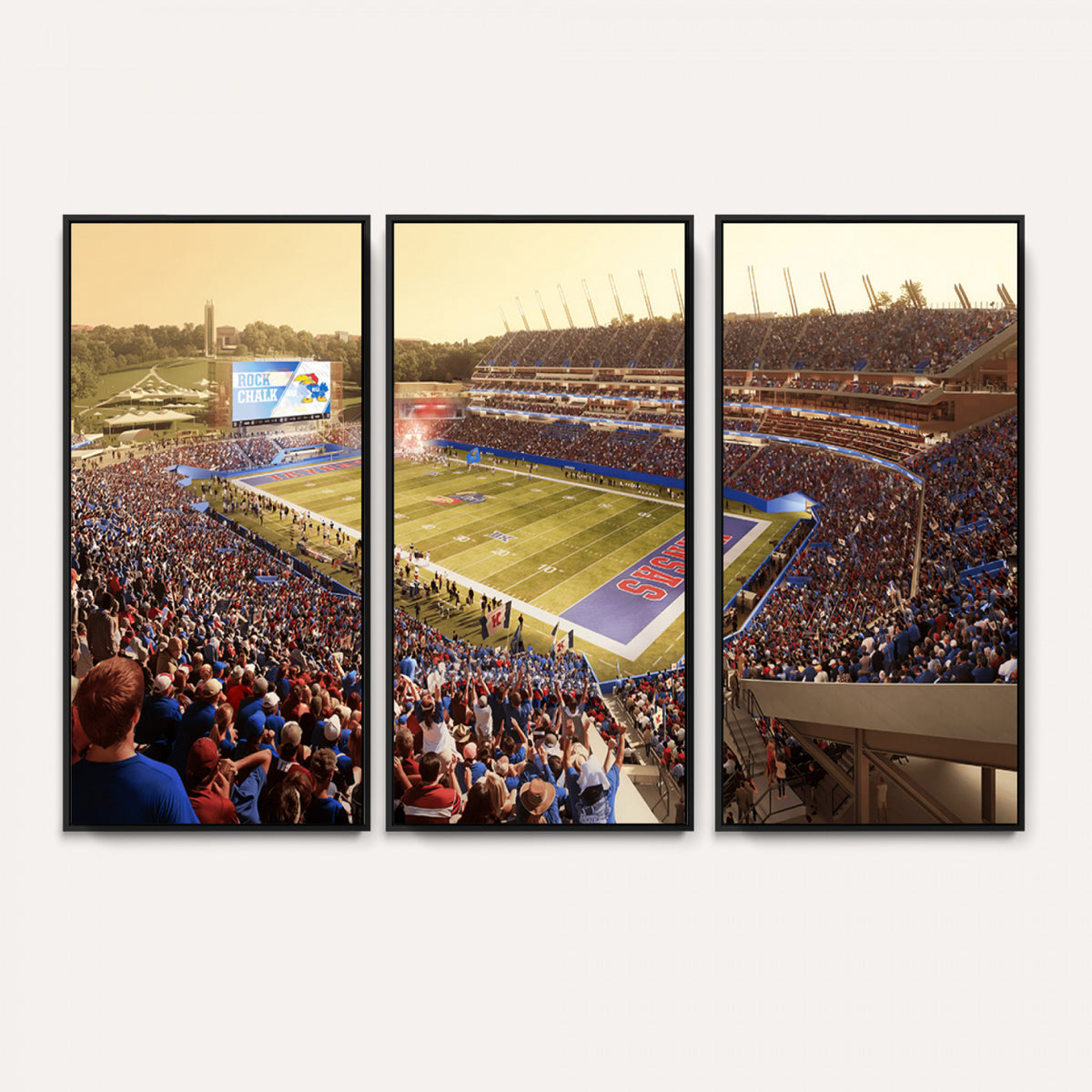 71731-MGV-CV-36X24 - University of Kansas Jayhawks Football Team Print - Lawrence Kansas Memorial Stadium Wall Art Canvas
