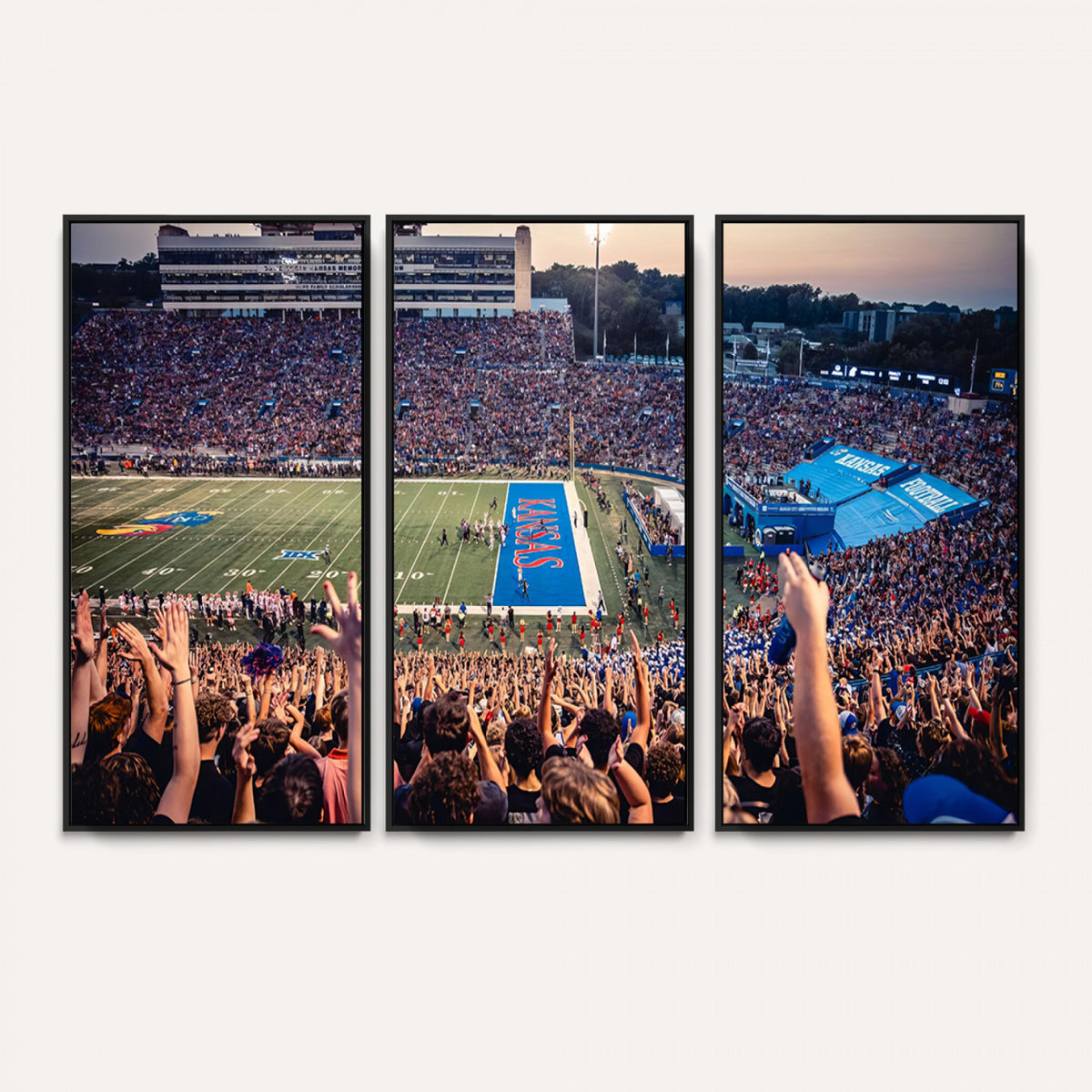 40169-MGV-CV-36X24 - University of Kansas Jayhawks Football Team Art Print - Lawrence Kansas Memorial Stadium Wall Art