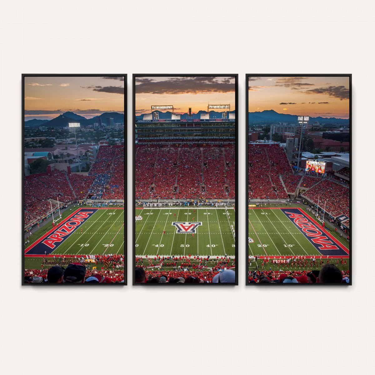 99722-MGV-CV-36X24 - Framed Arizona Wildcats Football Team Print - Tucson Arizona Stadium Wall Art Canvas Print