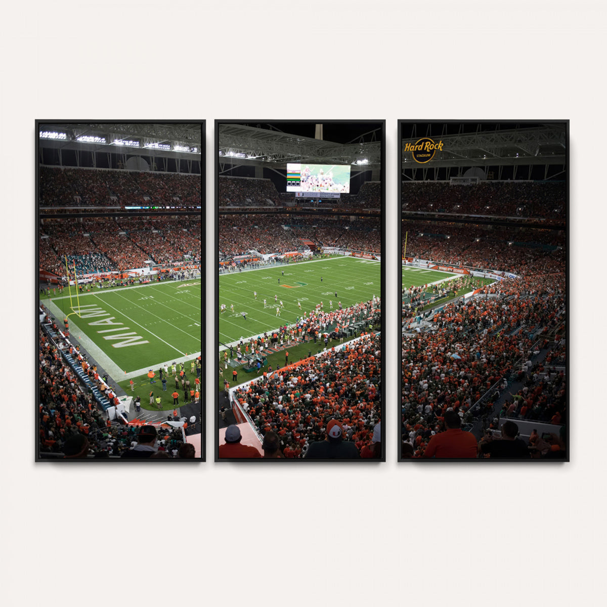 33698-PAN-FL-20X10 - Miami Hurricanes Football Team Print Canvas- Miami Hard Rock Stadium Wall Art Canvas Print