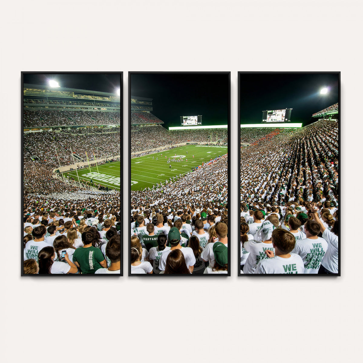 30457-PAN-FL-20X10 - Michigan State Spartans Football Canvas Print - East Lansing Spartan Stadium Wall Art Canvas Print