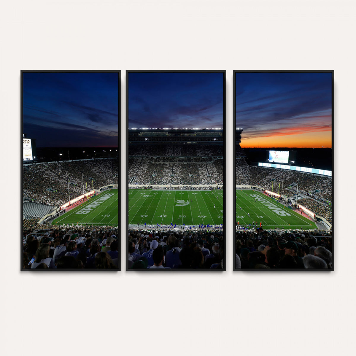 49074-PAN-FL-20X10 - Michigan State Spartans Football Team Print - East Lansing Spartan Stadium Canvas Print