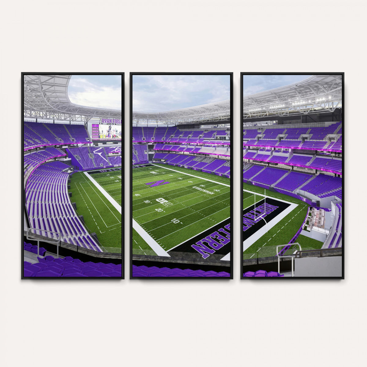 49190-MGV-CV-36X24 - Northwestern University Wildcats Football Team Print - Evanston Ryan Field Wall Art Canvas Print