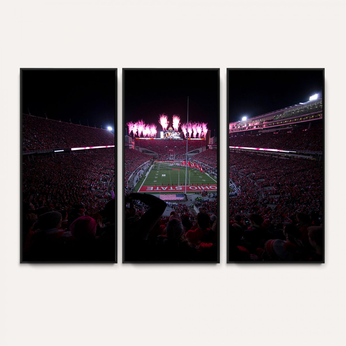 20483-PAN-FL-20X10 - Ohio State University Buckeyes Football Team Print - Columbus Ohio Stadium Wall Art Canvas Print