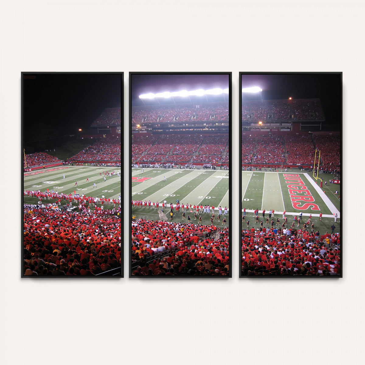 53225-PAN-FL-20X10 - Rutgers University Scarlet Knights Football Team Print - Piscataway SHI Stadium Wall Art Canvas