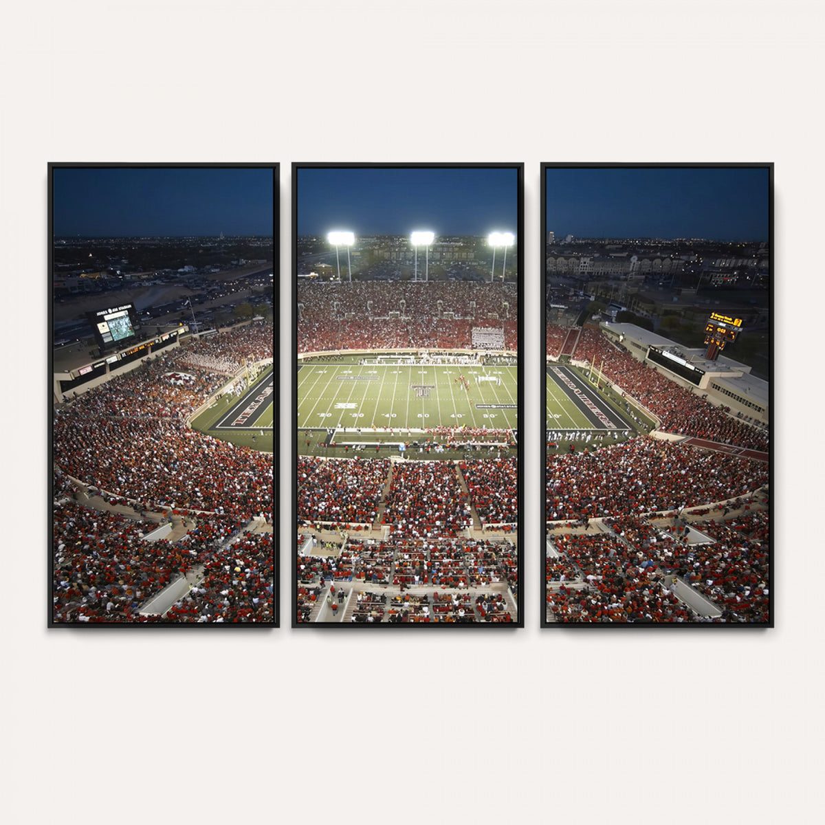 55763-MGV-CV-36X24 - Texas Tech Red Raiders Football Team Print, Lubbock Jones AT&T Stadium, Framed and Ready to Hang