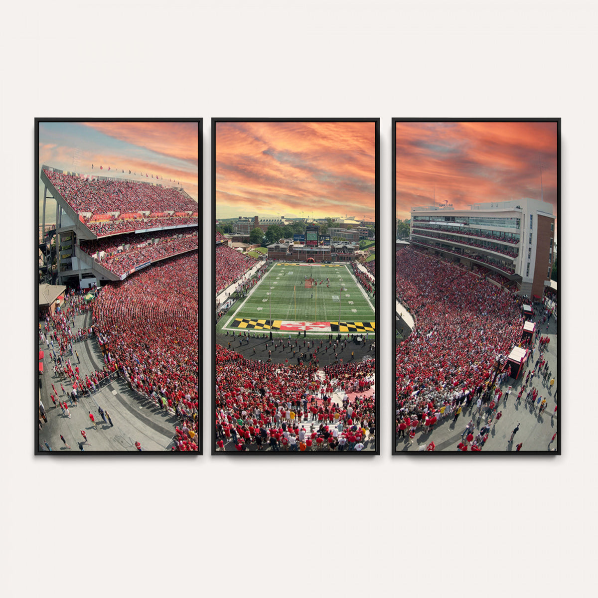 24140-PAN-FL-20X10 - University of Maryland Terrapins Football Team Print - College Park SECU Stadium Wall Art Canvas