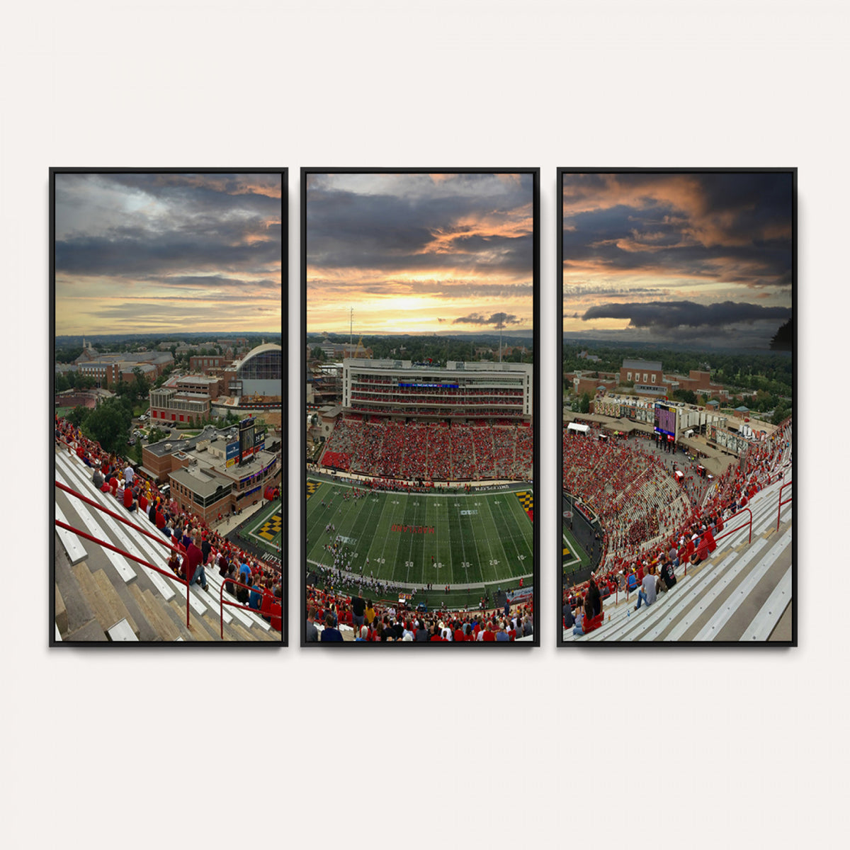 29993-PAN-FL-20X10 - University of Maryland Terrapins Football Team Print - College Park SECU Stadium Wall Art Canvas