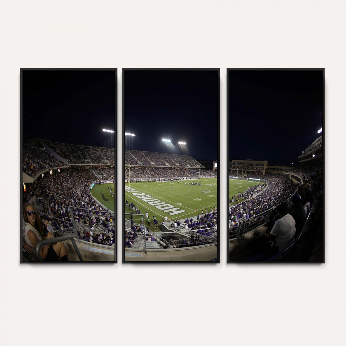 59222-PAN-FL-20X10 - TCU Horned Frogs Football Team Print - Fort Worth Amon G. Carter Stadium Wall Art Canvas Print.