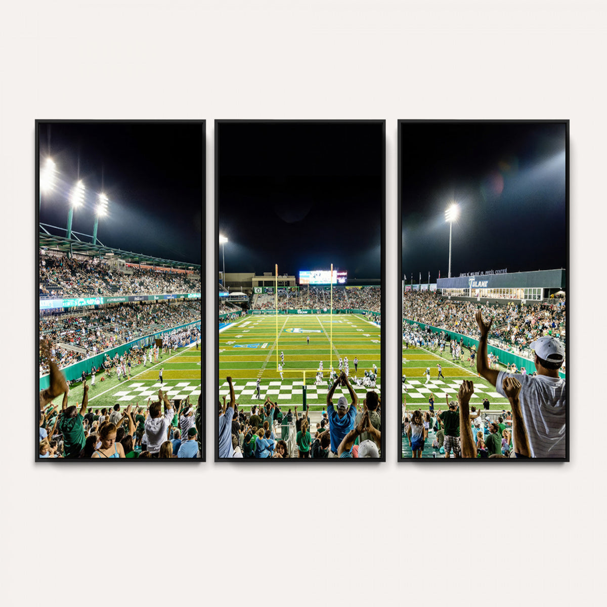 56448-MGV-CV-36X24 - The Tulane University Green Wave Football Team Print, New Orleans Yulman Stadium