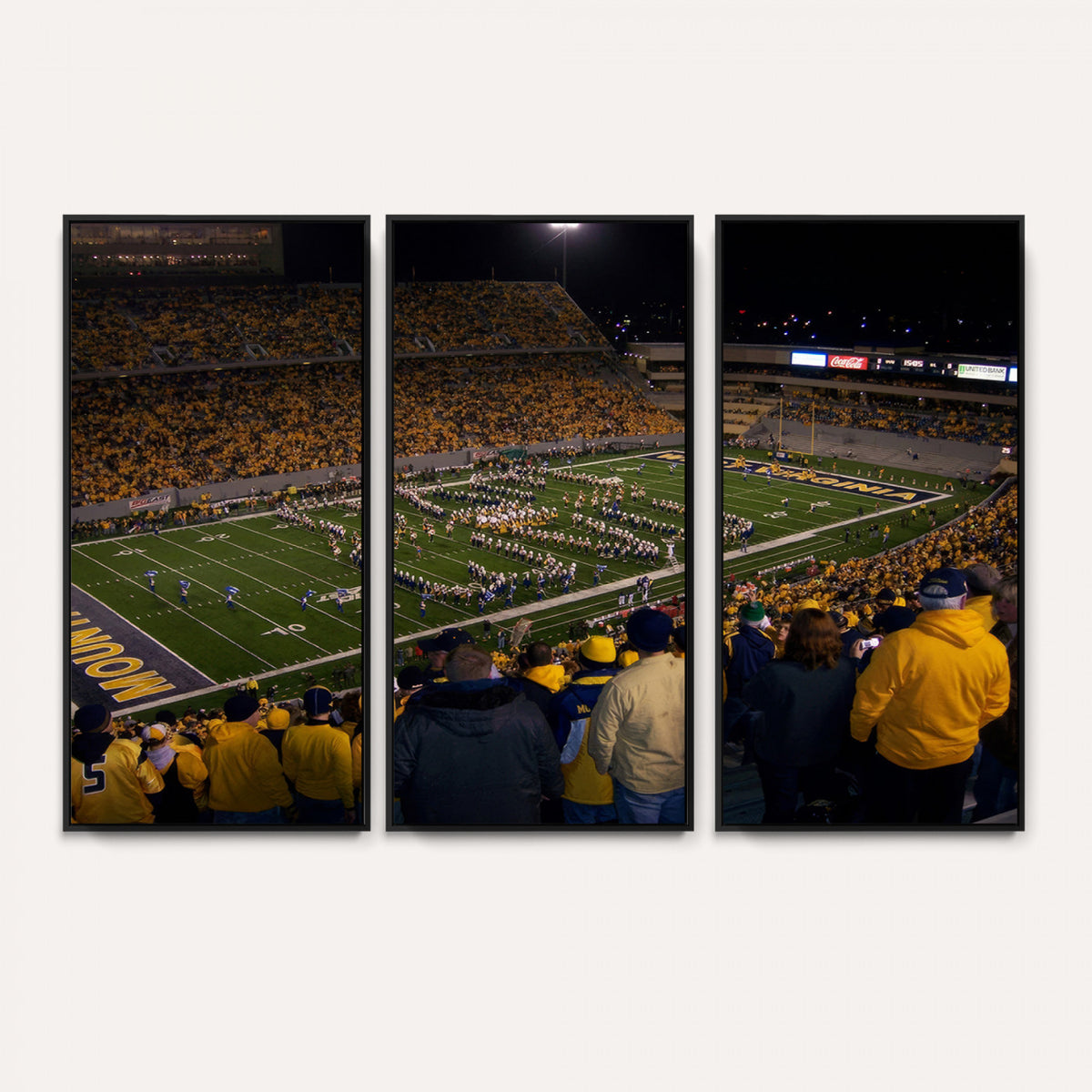 58154-MGV-CV-36X24 - West Virginia University Mountaineers Football Team Print, Milan Puskar Stadium, Morgantown