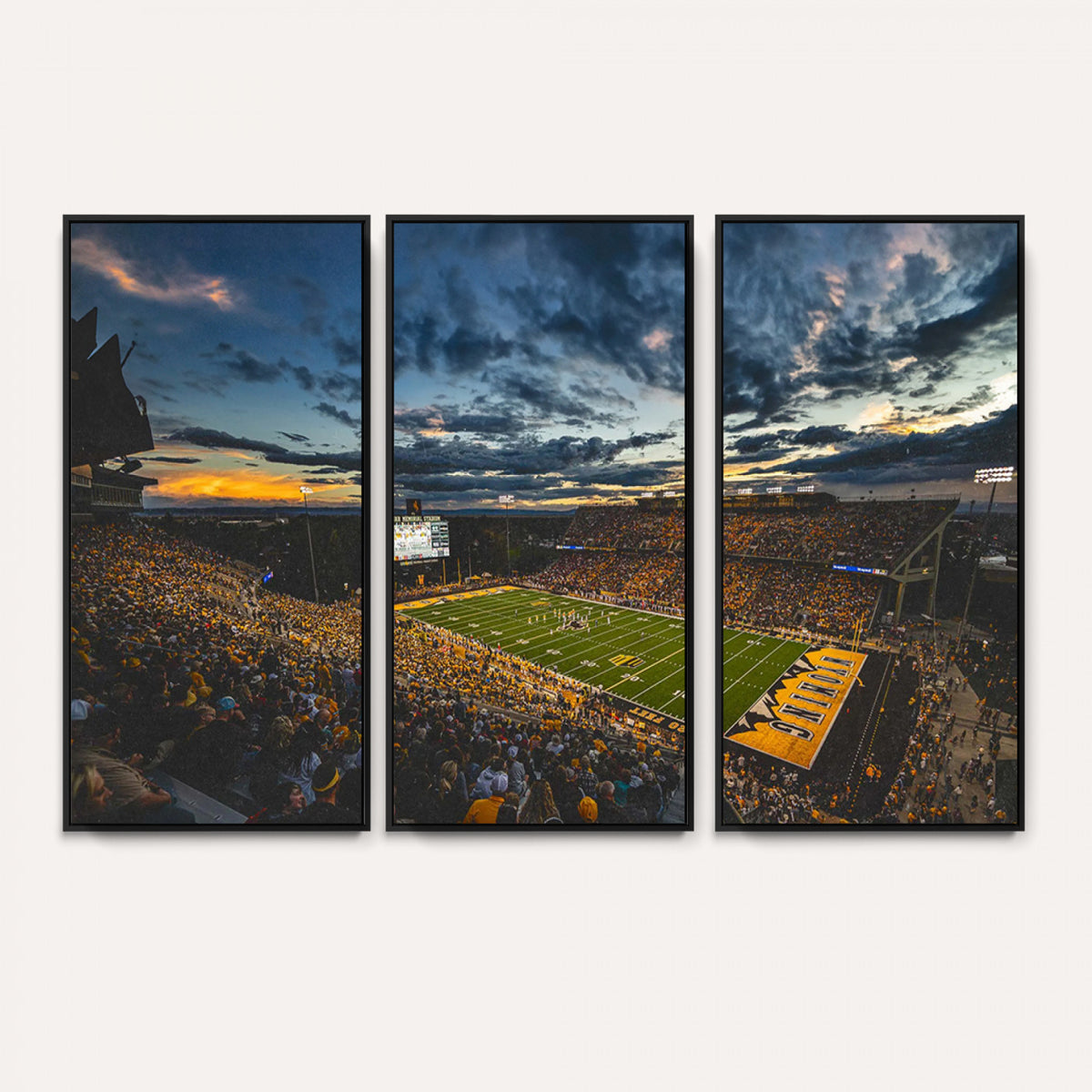 61020-MGV-CV-36X24 - University of Wyoming Cowboys Football Team Print, Laramie, Framed and Ready to Hang