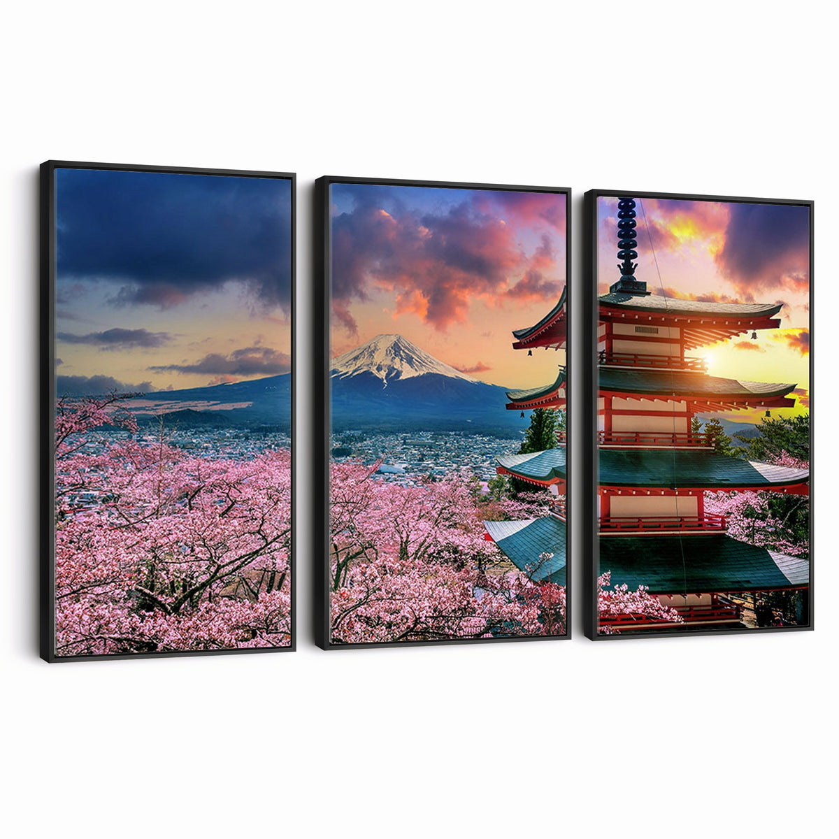 95987-MGV-CV-24X16 - Cherry Blossoms Canvas Print, Chureito Pagoda and Mount Fuji Wall Art