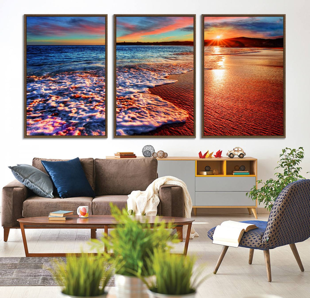 Hawaii Beach and Sunset Wall Art Canvas Print