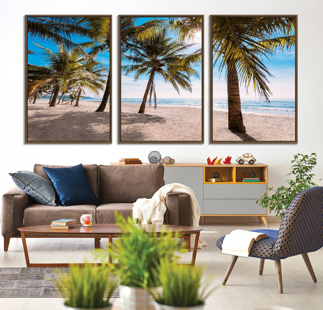 The Palm Beach Tropical Island Canvas Print is perfect wall art for a sunny beach vibe.