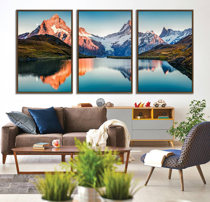 Landscape Mountain and Lake View Wall Art Canvas Print.