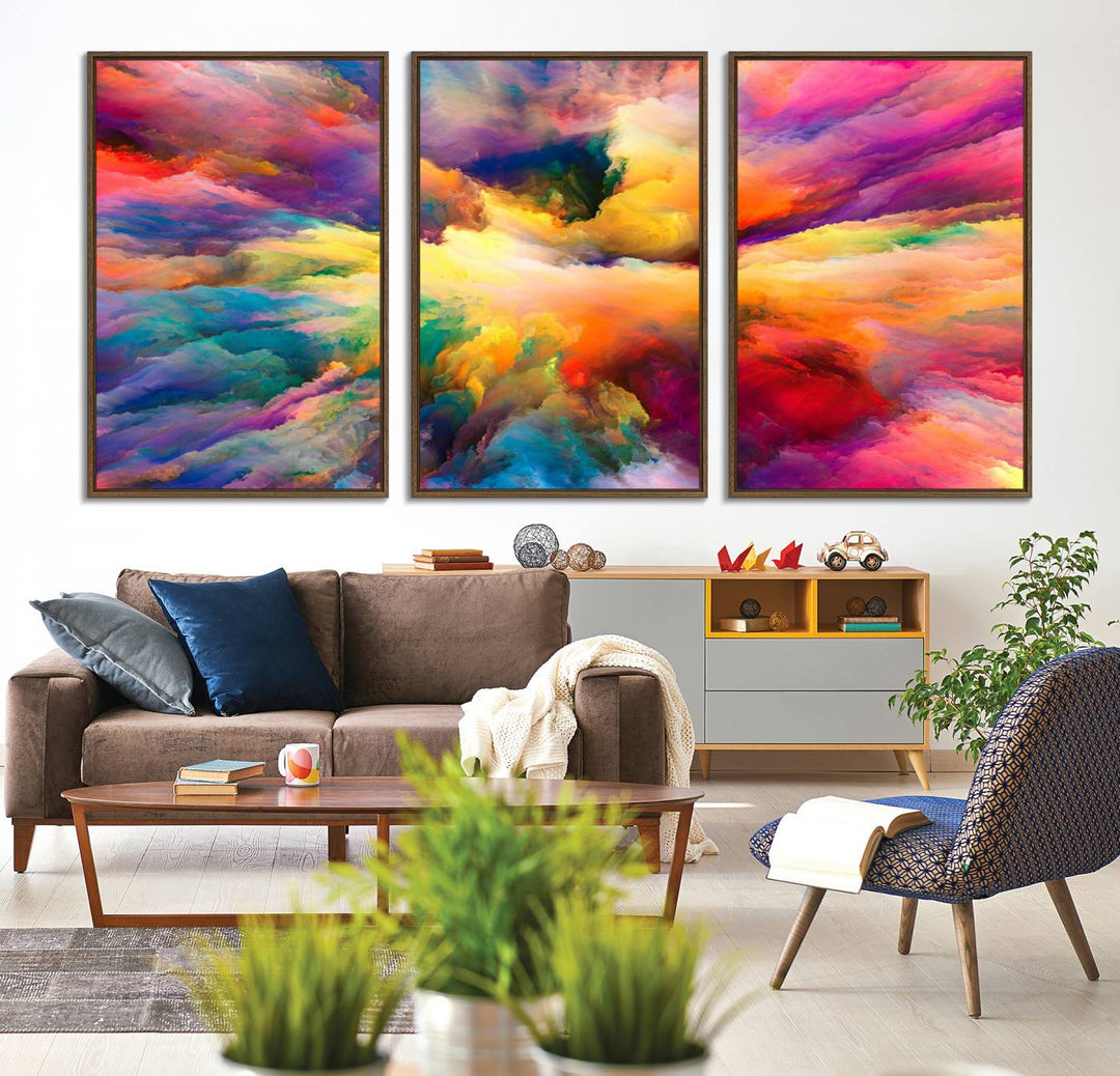 Blazing Vibrant Colors Cloud-like Wall Art Canvas Print adds flair to the space.