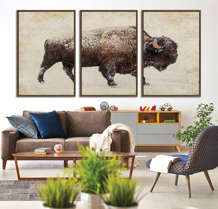 Buffalo Wall Art above a sideboard.