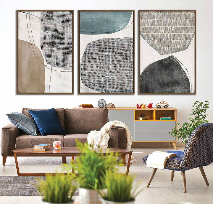 A UV-protective Canvas Print Wall Art Abstract Illustrs Art Boho of geometric shapes.