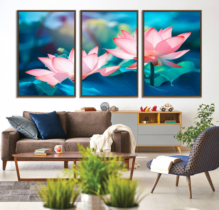 Pink Lotus Flower Canvas wall art.