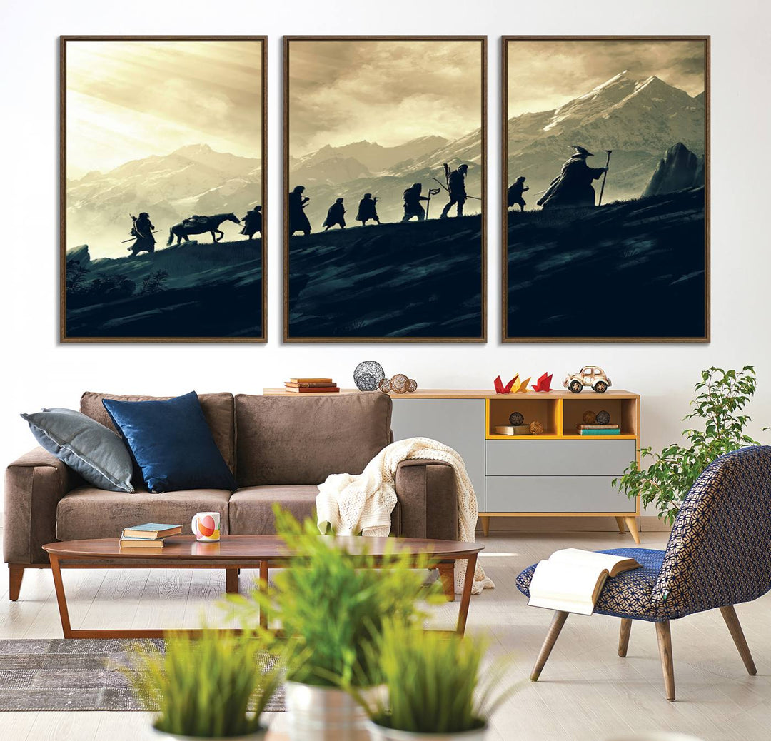 The living room features Lord of the Rings Silhouette Wall Art, capturing the epic quest through Middle-Earth.