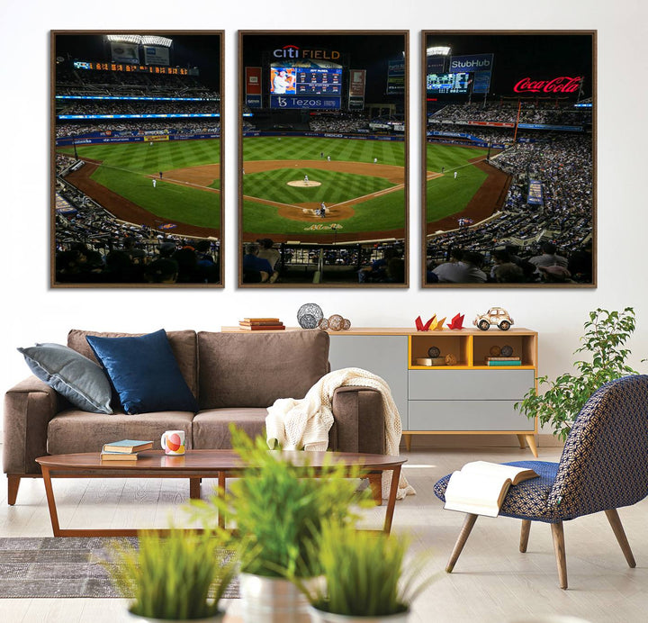 Dodger Stadium wall art print displayed prominently.