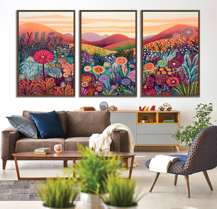 Yayoi Kusama 1986 Wall Art Print—a vibrant, Wabi Sabi abstract landscape that enhances tranquility.