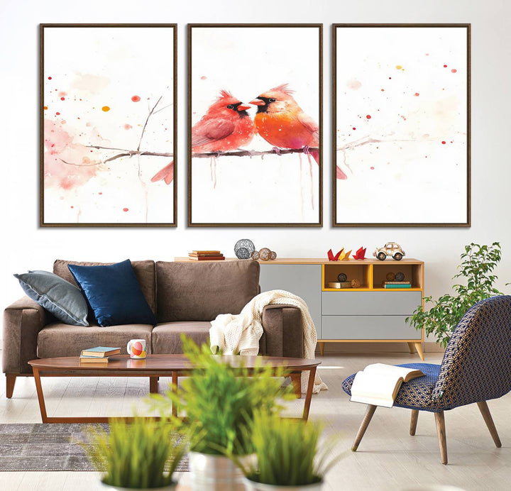 The Cardinal Bird Canvas Wall Art adds vibrant wildlife art to the wall.