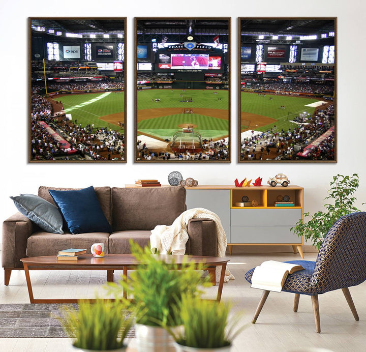 The Arizona Diamondbacks Canvas Print of Chase Field is a meaningful piece of wall art for any sports fan.