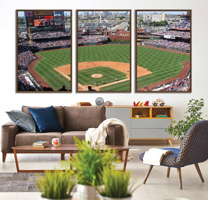 View of a Phillies game at Citizens Bank Park captured as premium wall art canvas.