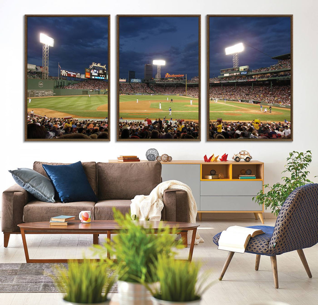 The Boston Red Sox Fenway Park Canvas: a cozy baseball scene, perfect wall art.